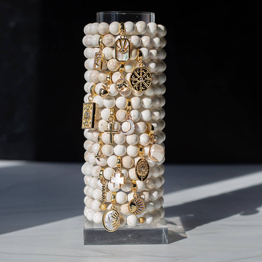 Gold Charm-Sun & Moon Mother of Pearl