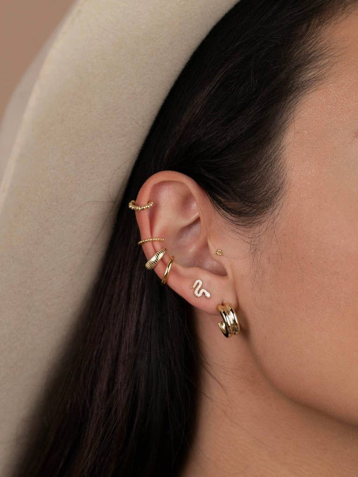 Earrings-Pave Stud Snake