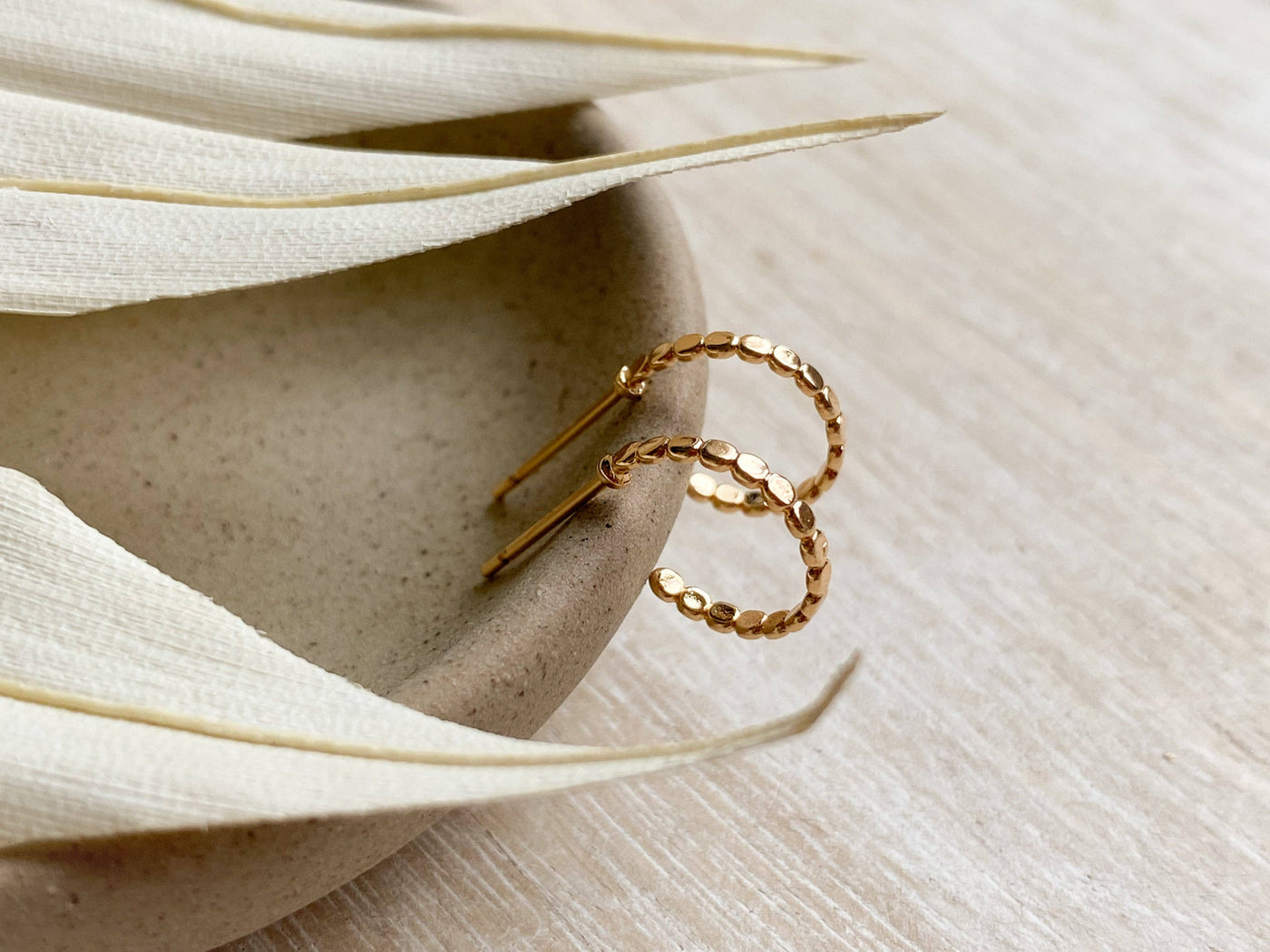 Earrings-Delia Gold Plated Brass Hoops