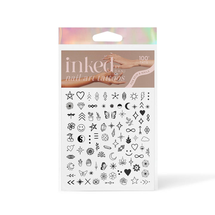 B&W Nail Art Temporary Tattoo Pack