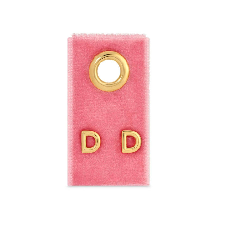 Velvet Gift Tag-Gold Initial Studs