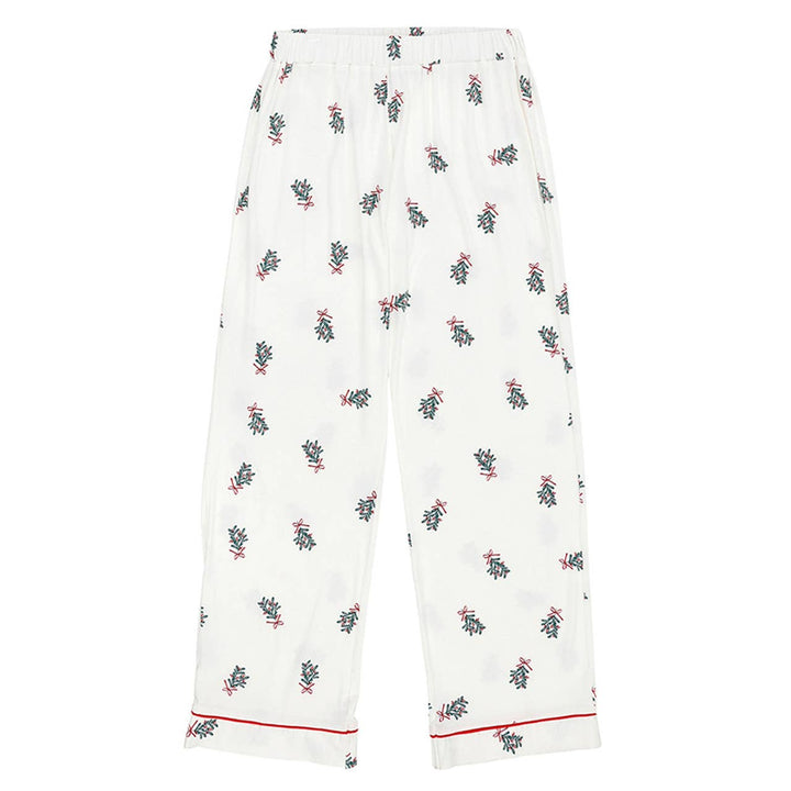Full-Length Bamboo PJ Set - White + Mistletoe