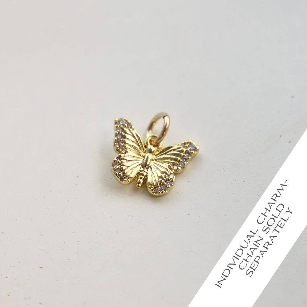 Charm-CZ Butterfly Gold