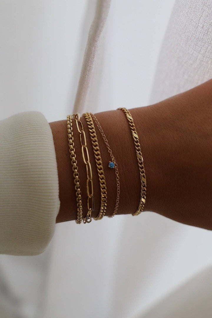 B1197G Bracelet-Nova Holland Round Box Chain Gold SMALL
