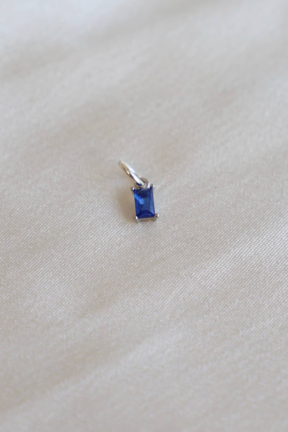 Birthstone Charm-Emerald Cut Silver