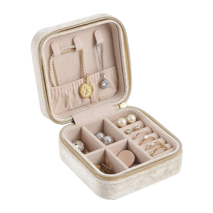 Velvet Lined Compact Jewelry Case PU Leather
