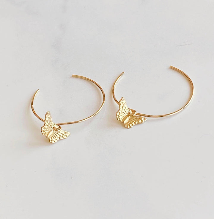 Earrings-Medium butterfly hoop