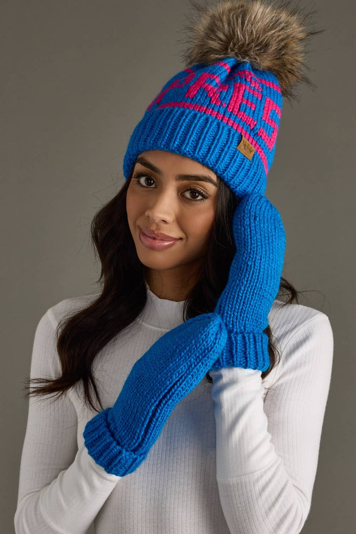 Pom Hat-Blue & Pink Apres