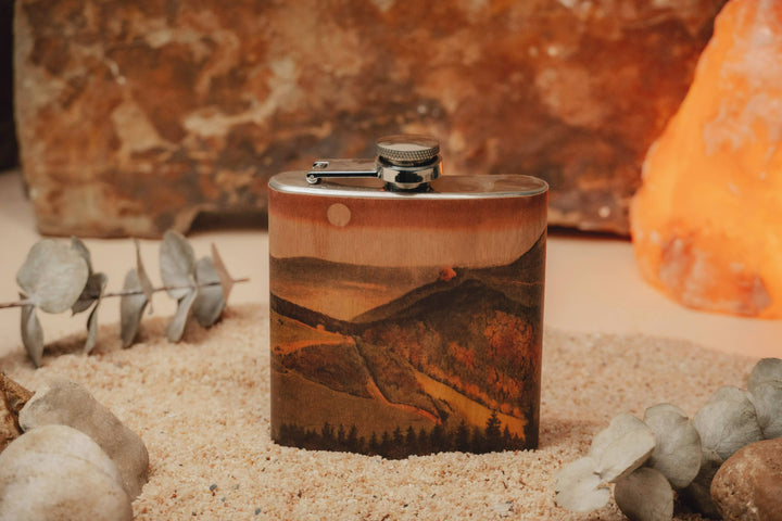Wood Flask 6oz - Rolling Mountains