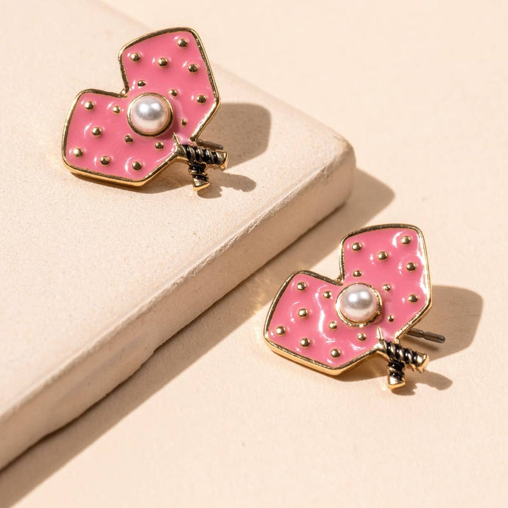 Enamel Pickleball 18K Gold Dip Stud Earrings