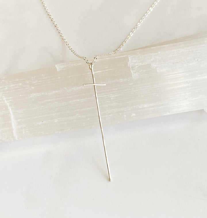 Necklace-Modern cross-sterling silver