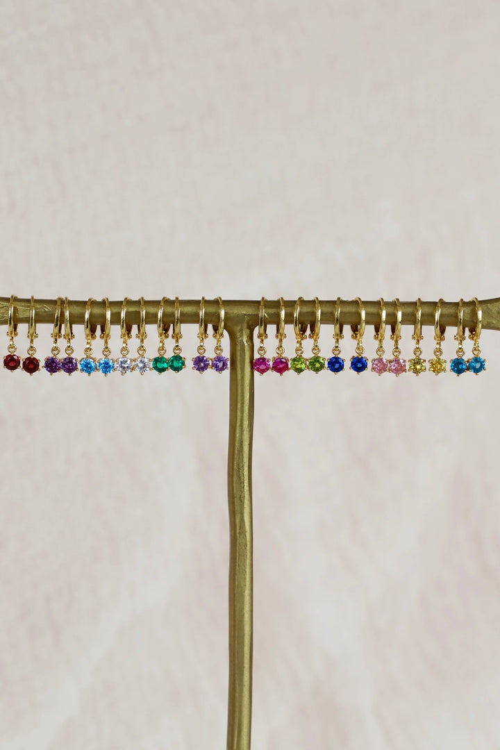 E1734G Earrings-Round Birthstone Huggies