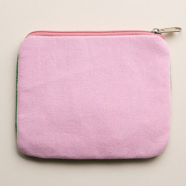 Beaded Sardine Tin Clutch – Pink Hand-Embroidered Sequin Zip Pouch