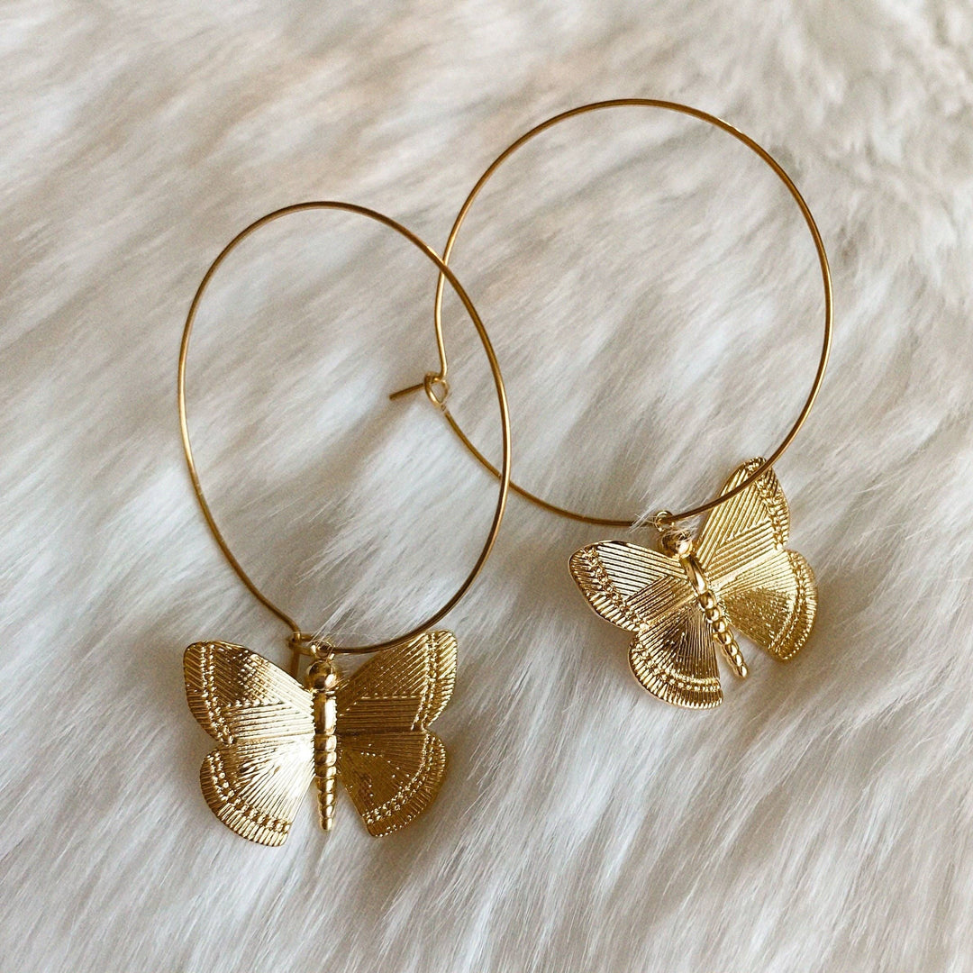 Earrings-Magnolia Butterfly Hoop