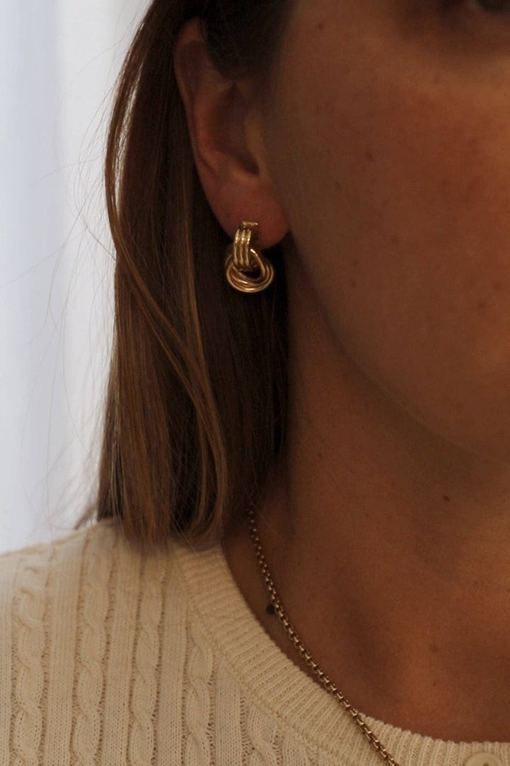 E1759G Earrings-Gold Trinity Knot Studs