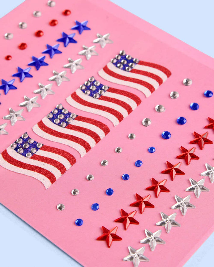 Face Gems-America | Patriotic Face Stickers, Red White Blue