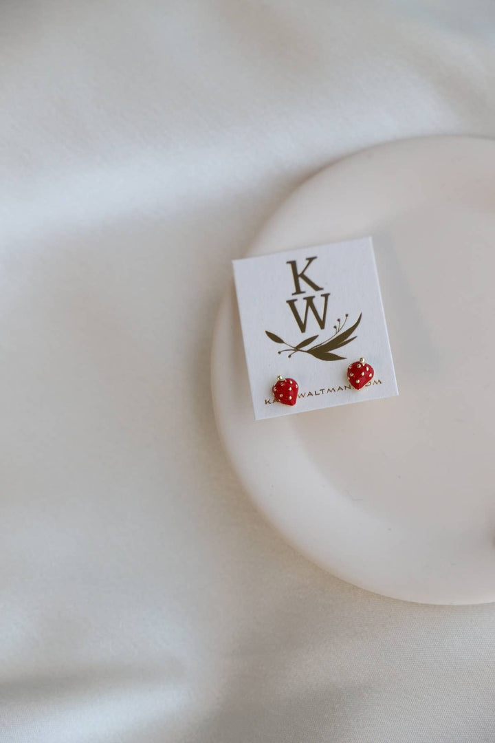 E1672G Gold Earrings-Mini Strawberry Studs