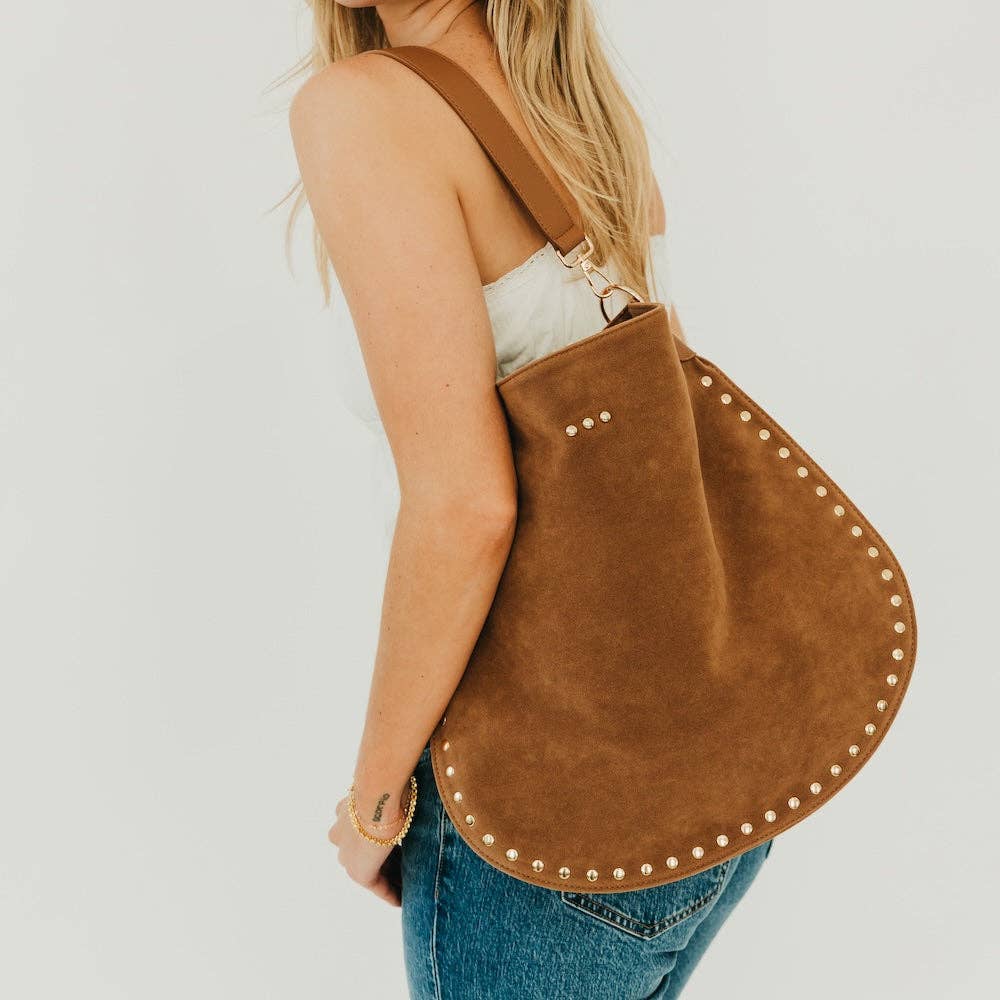 Hobo Bag-Rosalie Rivet Suede