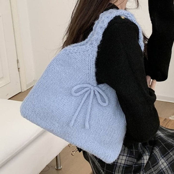 Cute Bow Knot Knit Handbag Underarm Bag DP25H585