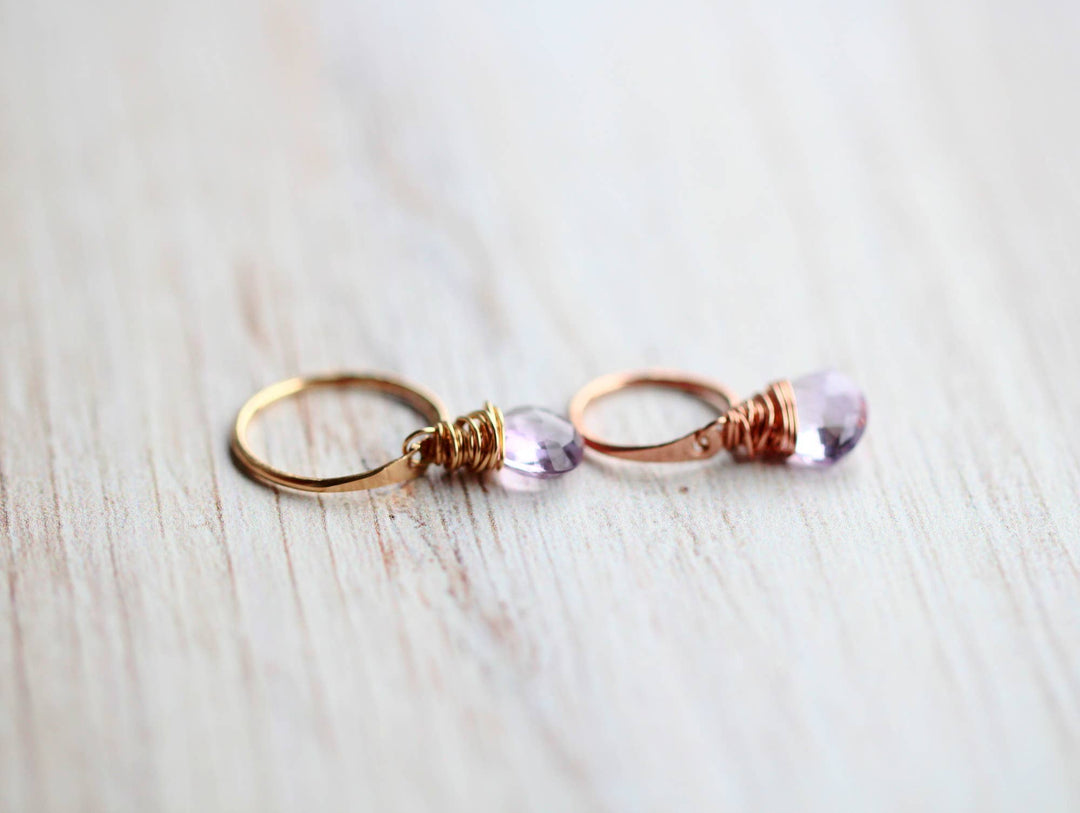 Earrings-Pink Amethyst Dangle Hugs