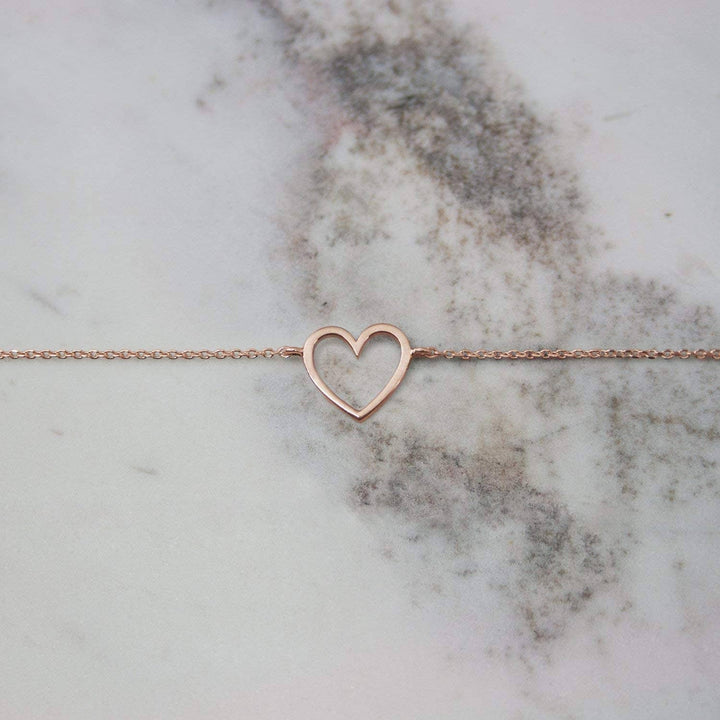 Dainty Gold Heart Charm Bracelet – Adjustable Lobsterclosure