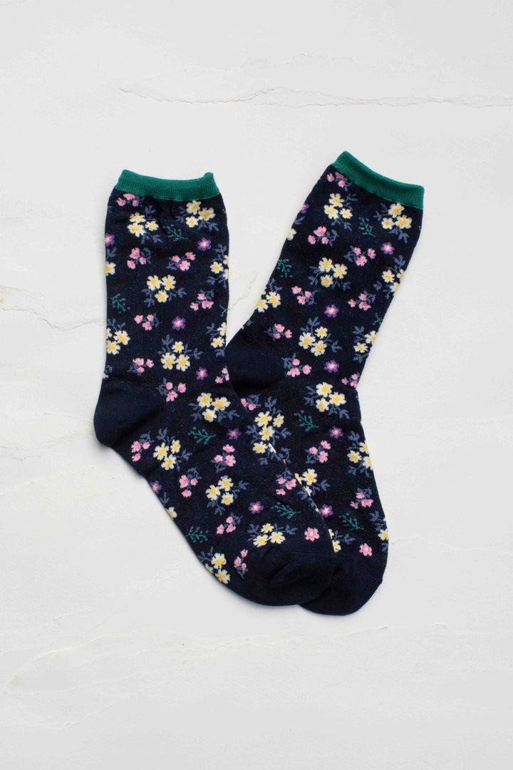 Wildflower Cotton Crew Socks
