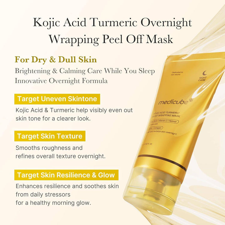 Medicube Wrapping Mask-Kojic Acid Turmeric Overnight Wrapping Peel Off Facial Mask 75ml