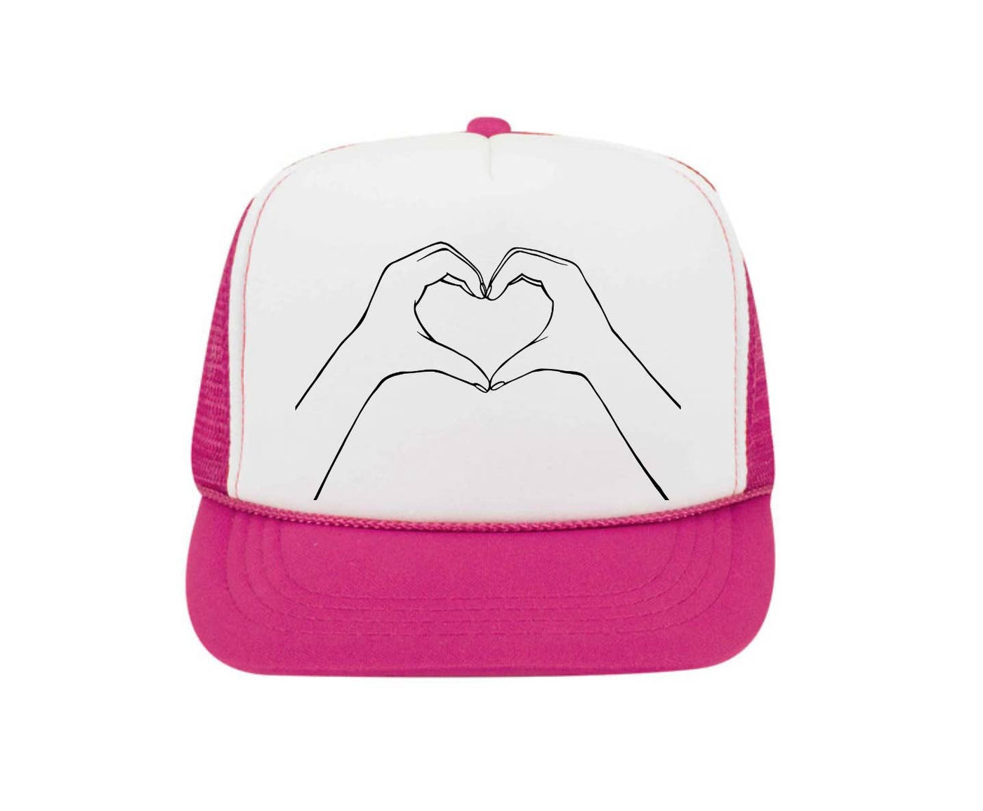 Foam Trucker Hat-Hot Pink Heart Hands