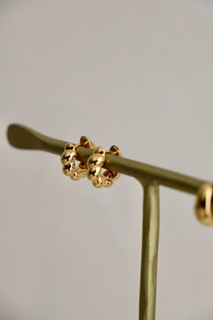 E1661G Gold Earrings-CROISSANT HUGGIE HOOP
