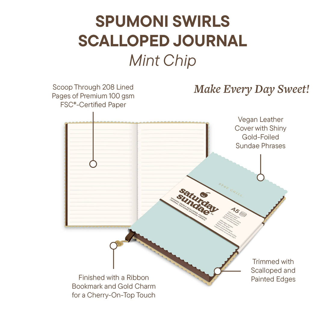 Journal-Mint Chip A5 Spumoni Swirls Scalloped