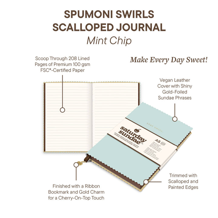 Journal-Mint Chip A5 Spumoni Swirls Scalloped