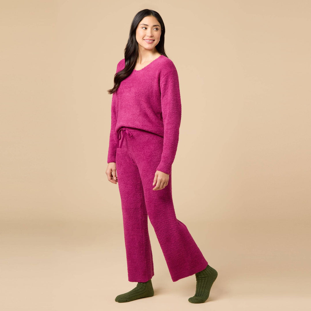 Women's Solid Marshmallow V-Neck Lounge Set
