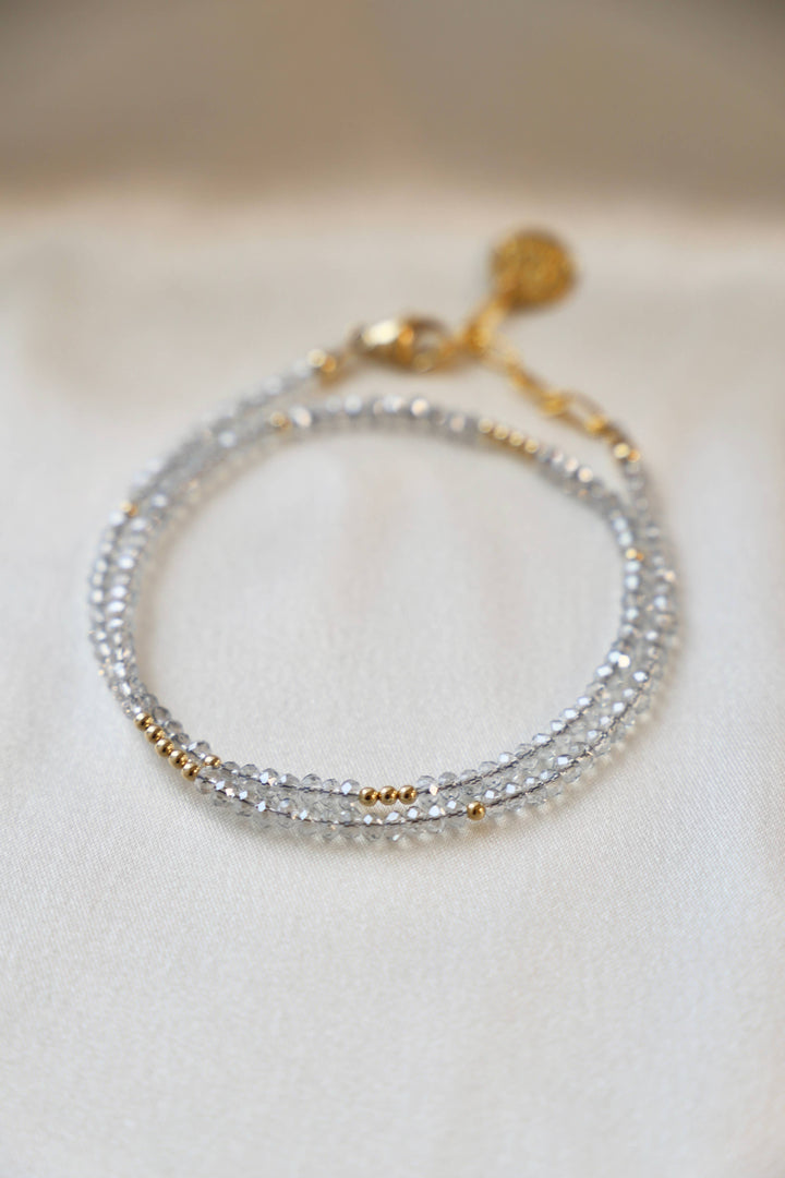 B1013LTBLUEG Bracelet-Light Blue Petite Crystal Double Wrap