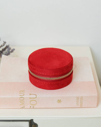 Yvonne-Velvet Round Travel Jewelry Box