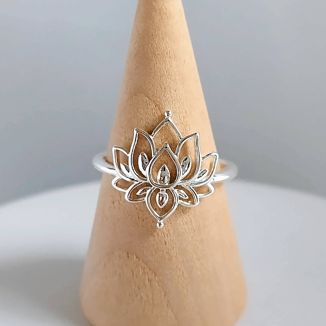 Gold Lotus Ring, Silver Lotus Ring, Indian Ring, OM Ring: Gold