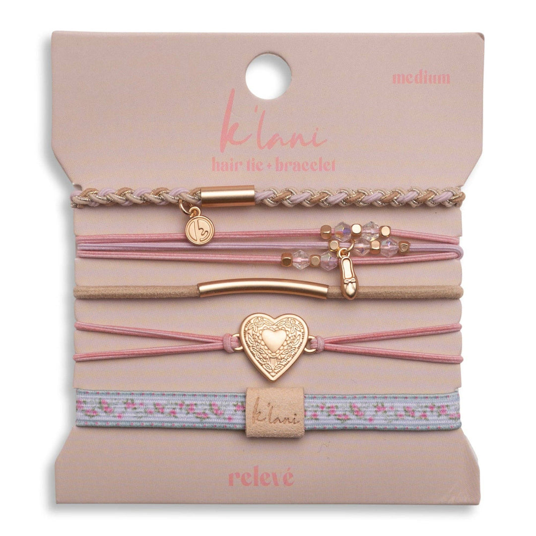 Hair Tie Bracelets-Relevé Pink Floral with Ballet Slipper