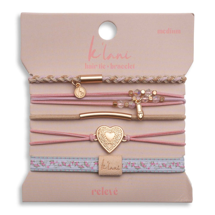 Hair Tie Bracelets-Relevé Pink Floral with Ballet Slipper