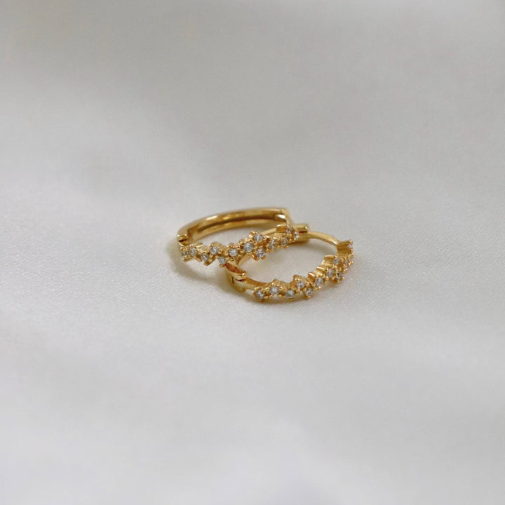 E1412S Silver Earrings-Starry Night Huggies