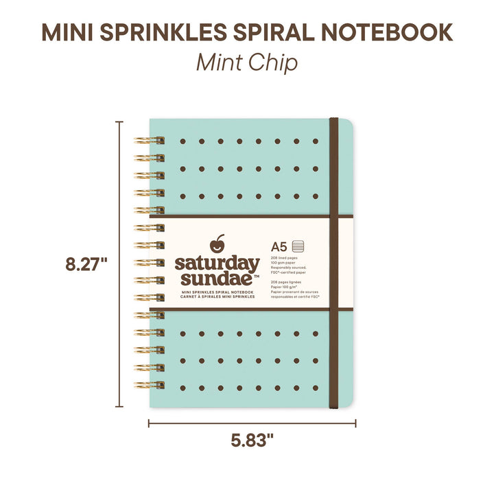 Spiral Notebook-Mint Chip A5 Mini Sprinkles