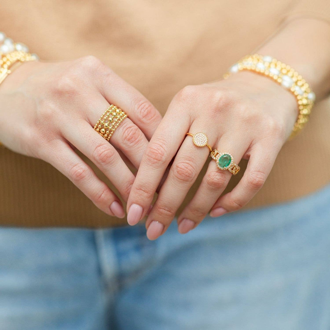 Pave Circle Delicate Adjustable Ring