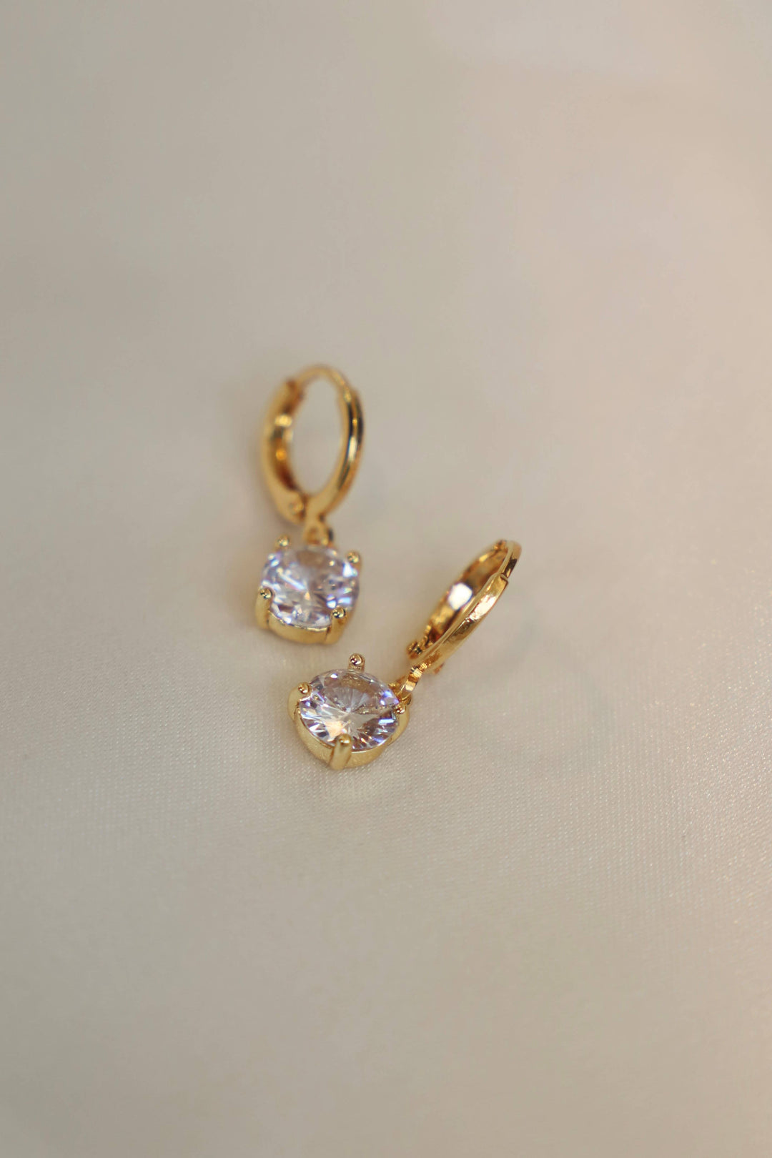 E1532G Gold Earrings-CZ Round Huggies