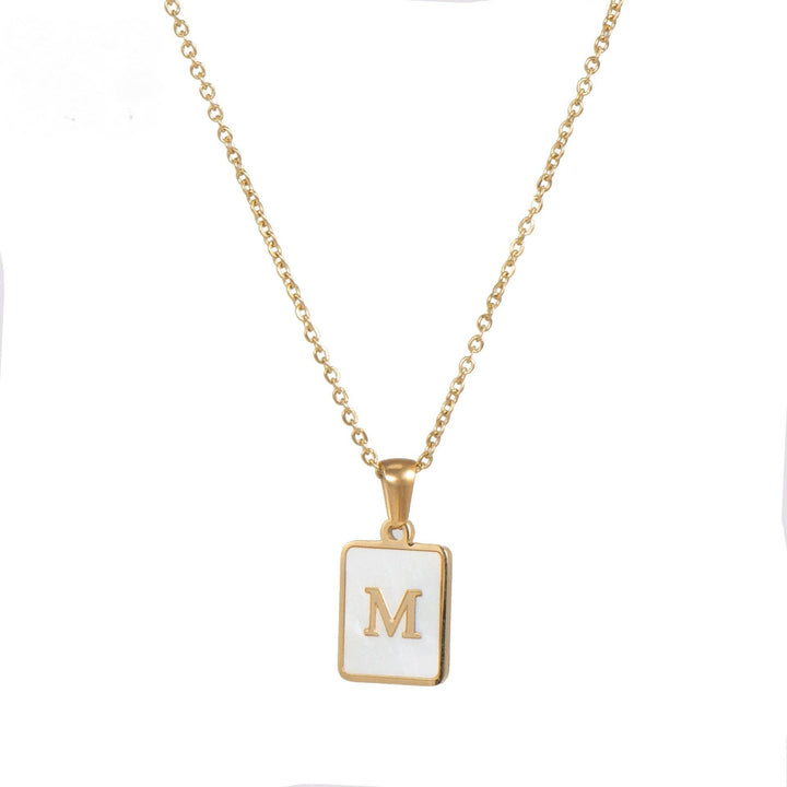 Square Initial 18K Gold-plated Shell Necklace