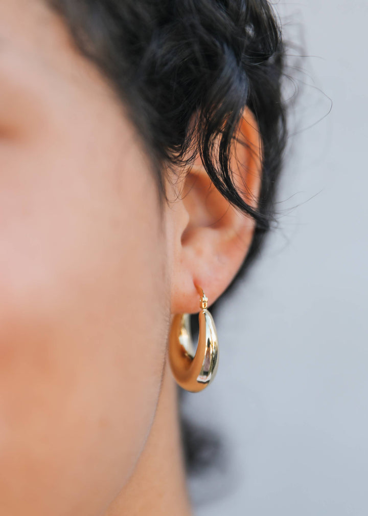 Earrings-Gold Wide Sculptural Hoop