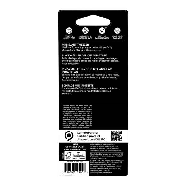 Retail-Mini Slant Tweezer Stainless