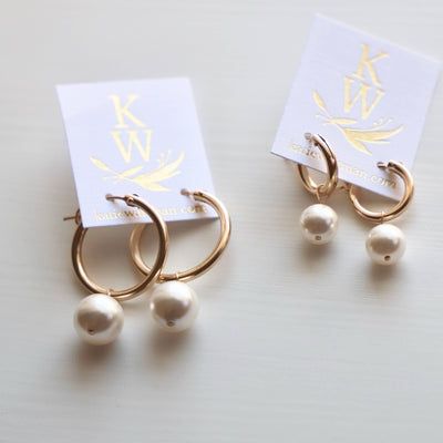 E1260 Gold Earrings-Audrey Pearl Hoops