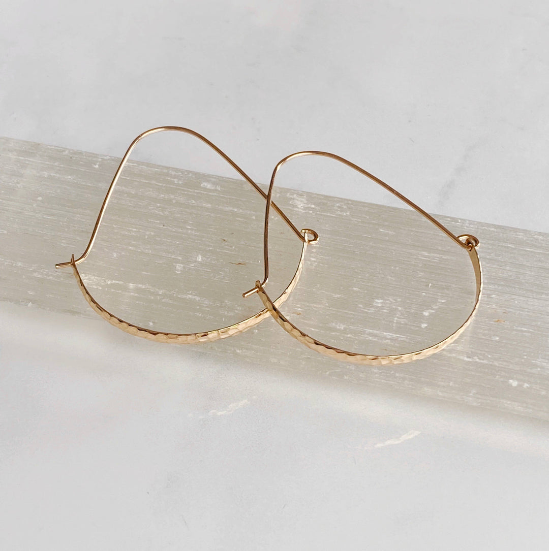 Earrings-Hammered swing hoops