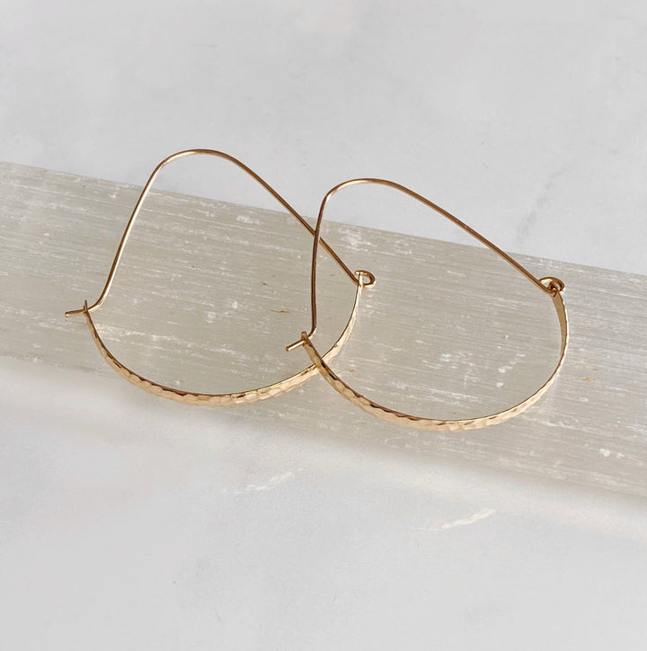 Earrings-Hammered swing hoops