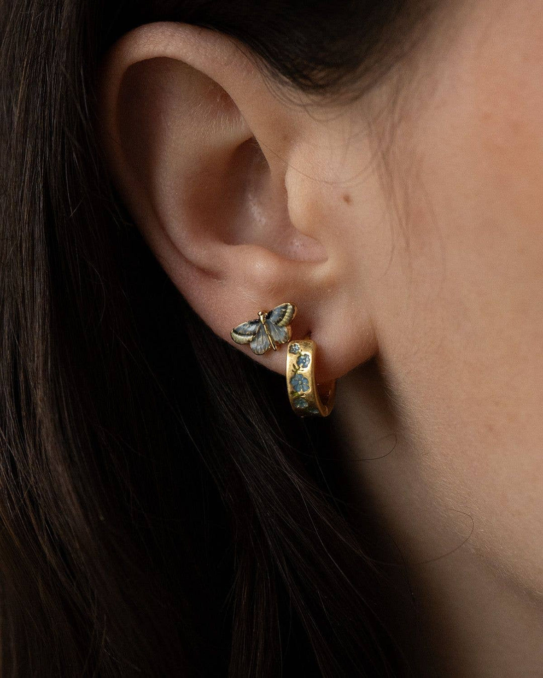 Deco Butterfly Blue Stud Earrings