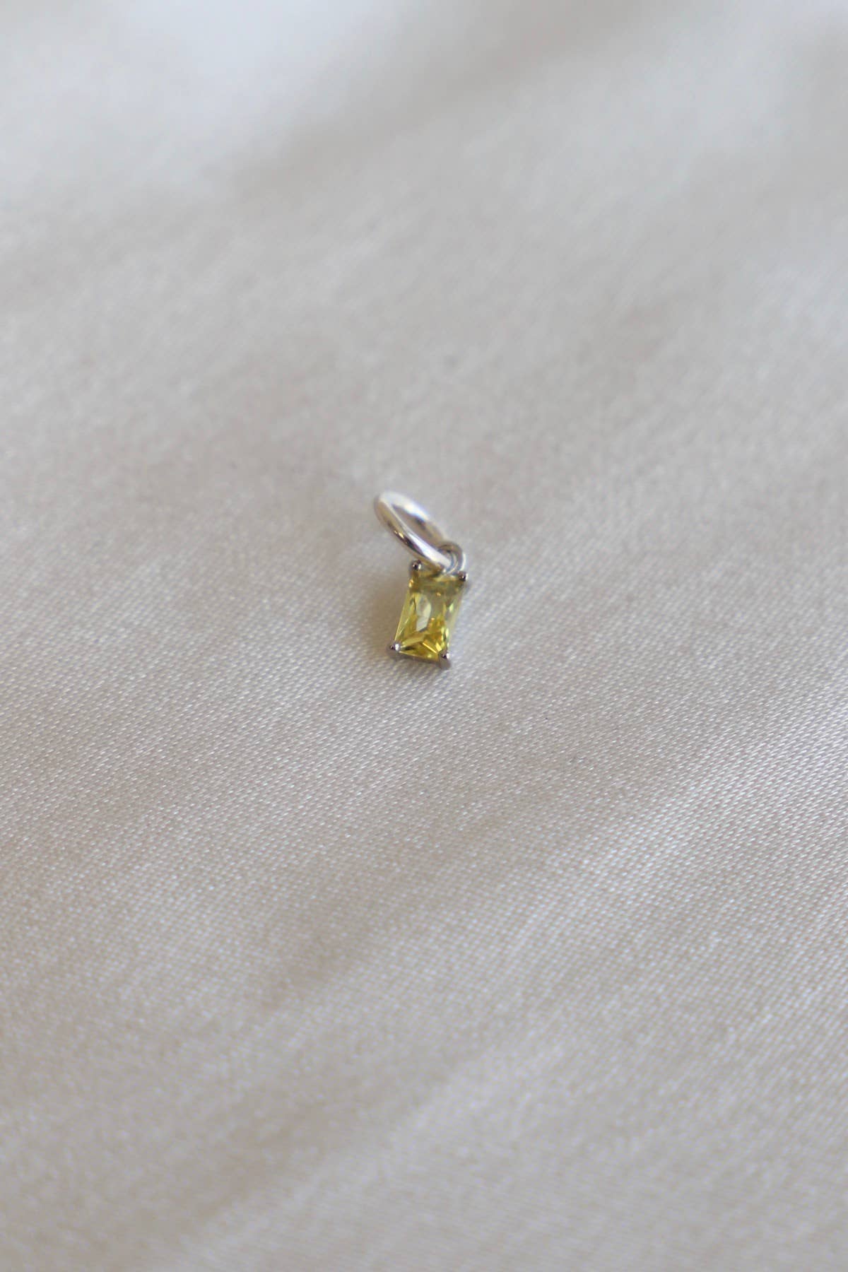 Birthstone Charm-Emerald Cut Silver