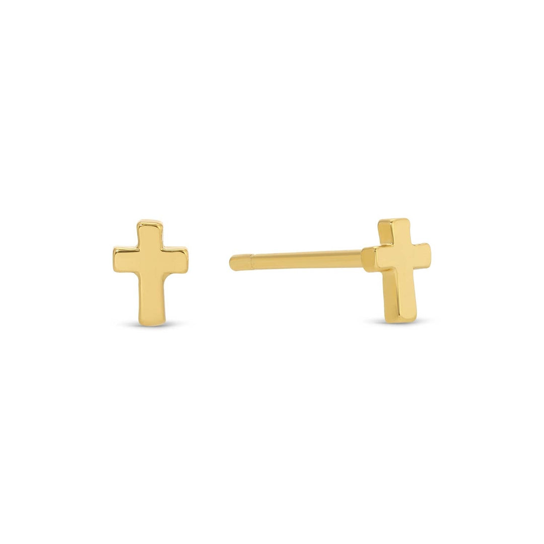 Velvet Gift Tag-Silver Small Cross Studs